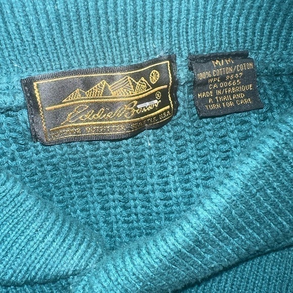 Men’s pre own as is Green Eddie Bauer button up sweater cardigan size M medium - Picture 2 of 6